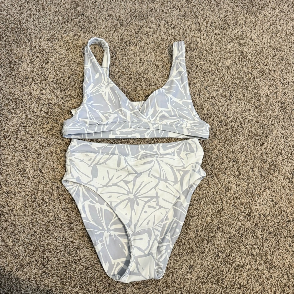 New Madewell abstract flora high waisted bikini small